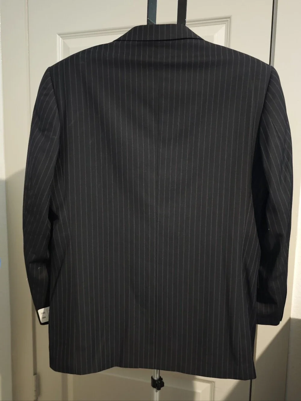 NWT Eddie Domani Men's Black Pinstripe Suit Unhemmed Trousers Size 40S / 34W